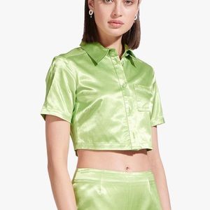 Staud Satin Copa Bright Blue Top